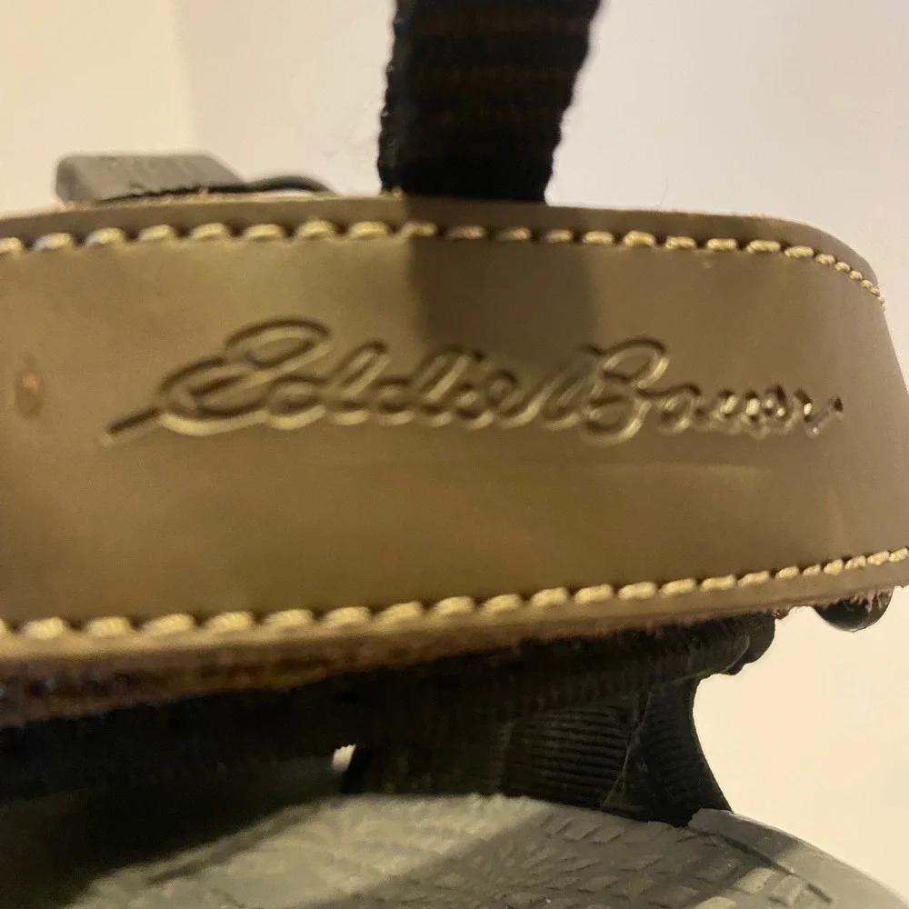 Eddie Bauer Sandals Mens 12 Brown‎ Excellent Closed Toe Bungee Strap